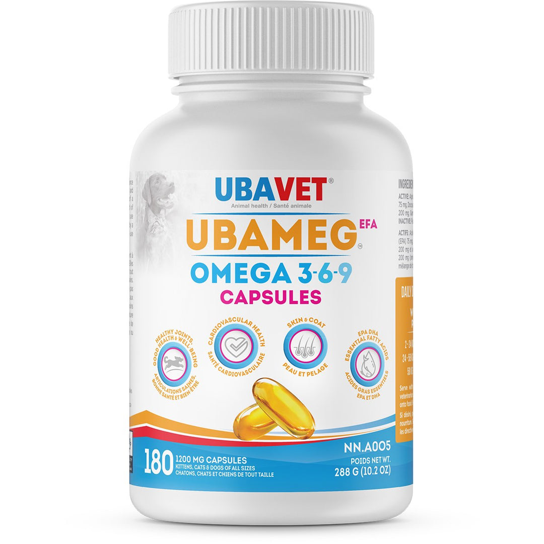 Ubavet Ubameg EFA Omega 3-6-9 1200 mg Capsules for Dogs &amp; Cats