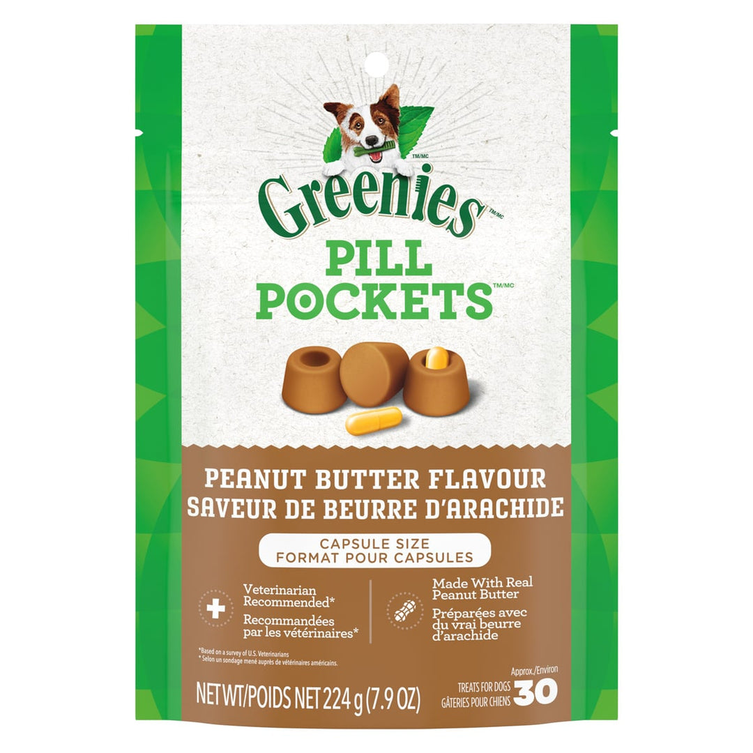 Greenies Pill Pockets Capsule Size Dog Treats Peanut Butter 224g