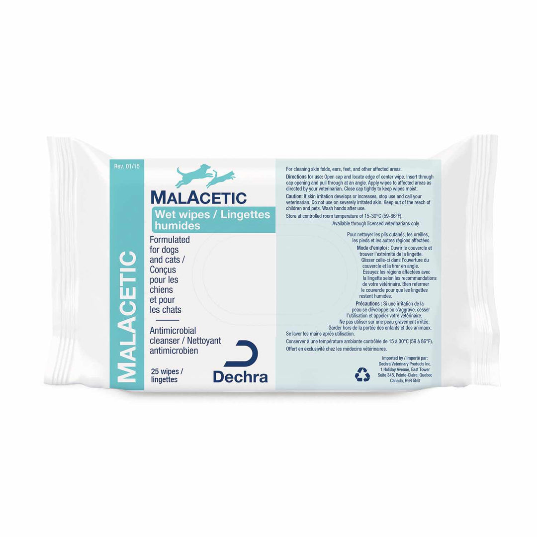 Dechra MalAcetic Wet Wipes Antibacterial &amp; Antifungal for Dogs &amp; Cats
