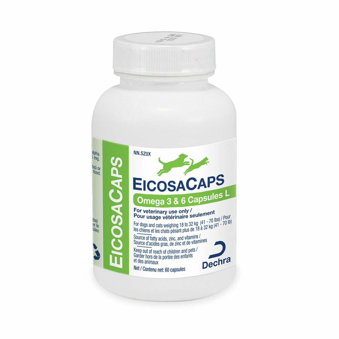 Dechra EicosaCaps Omega-3 &amp; 6 Skin &amp; Coat Capsules for Dogs 18–32 kg, 60 Capsules
