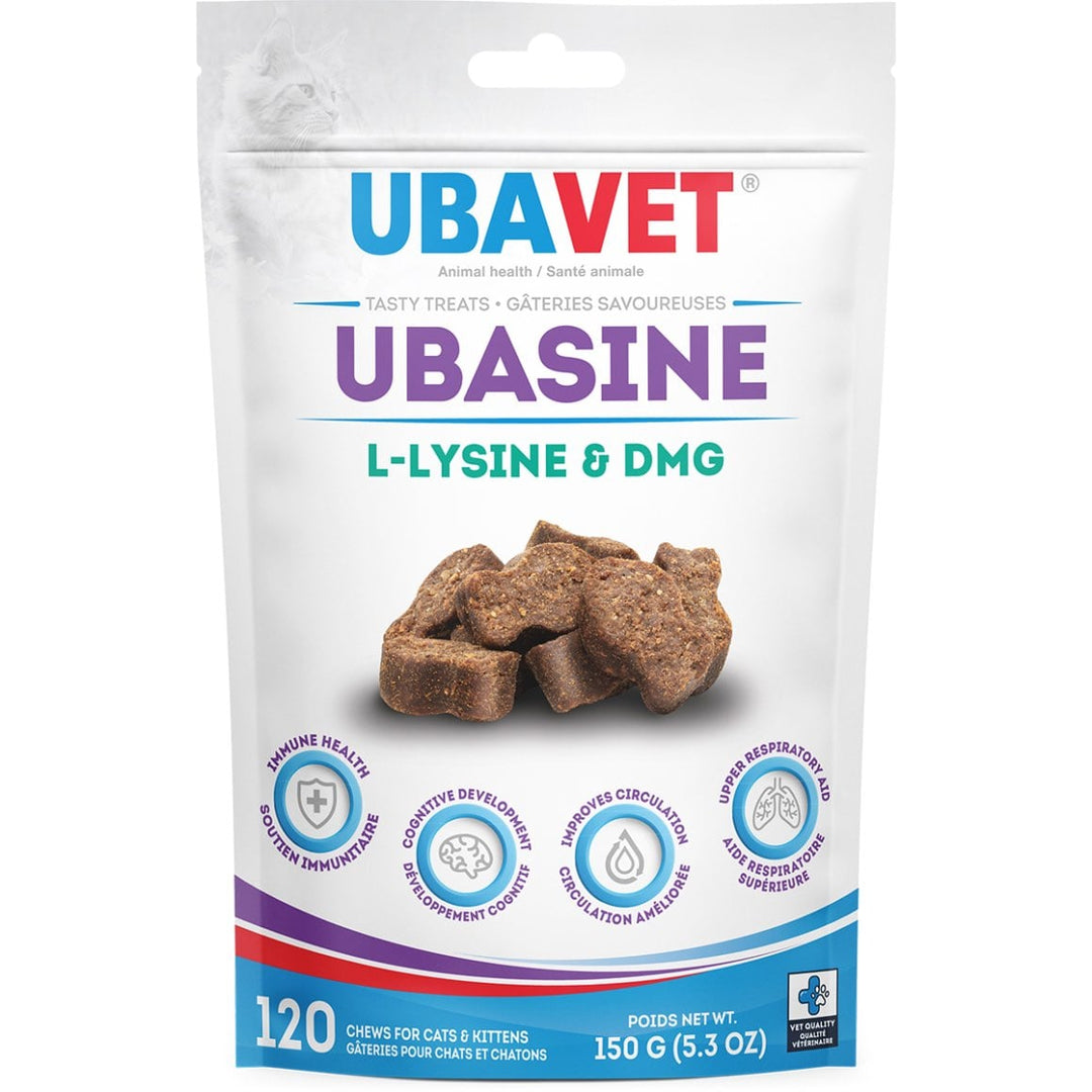 Ubavet Ubasine L-Lysine and DMG Chews for Cats &amp; Dogs - 120 Count