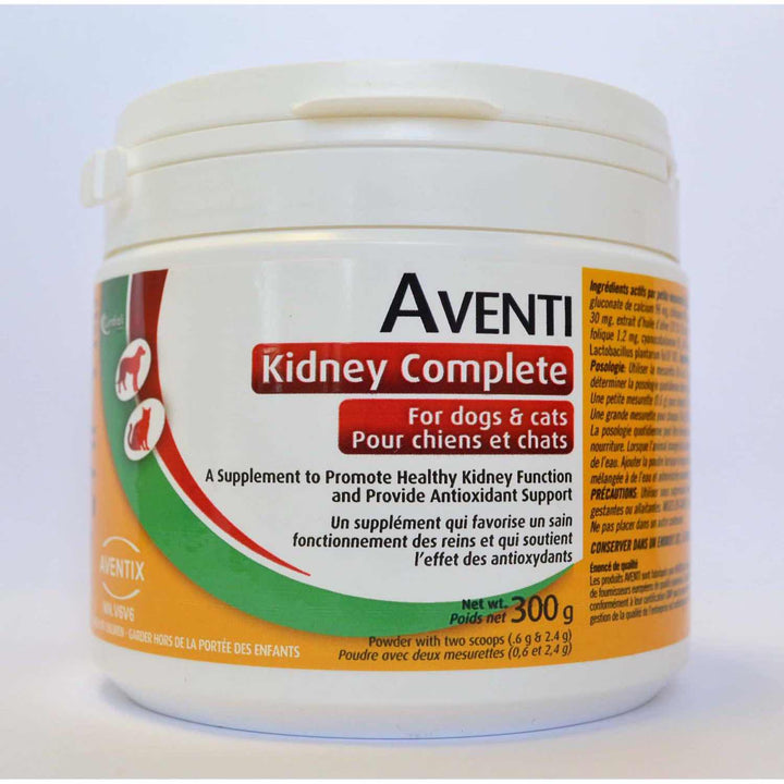 Aventi Kidney Complete powder kidney supplement for dogs and cats with scoop