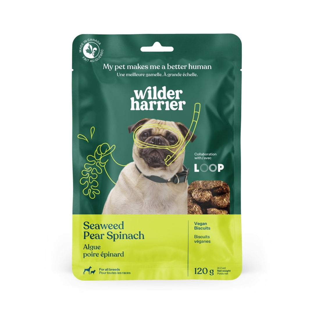 Wilder Harrier Vegan Dog Treats Seaweed, Pear and Spinach 120g