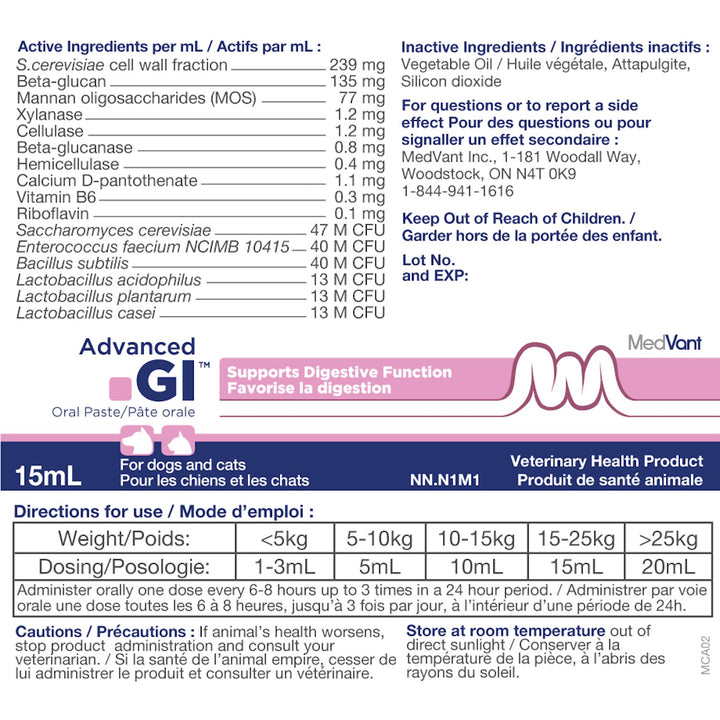 MedVant Advanced GI Oral Paste for Dogs &amp; Cats - Original