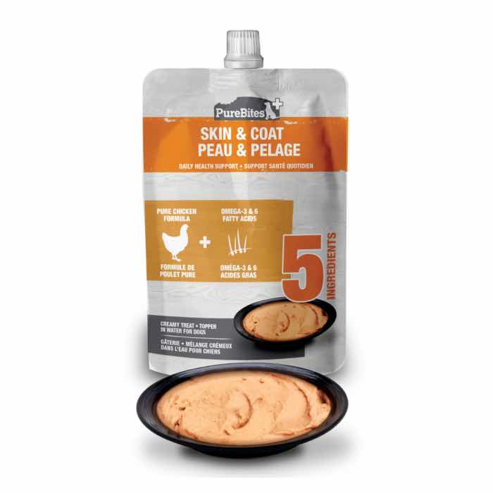 PureBites+ Skin &amp; Coat Creamy Dog Treat 15x71g Pouch Pack