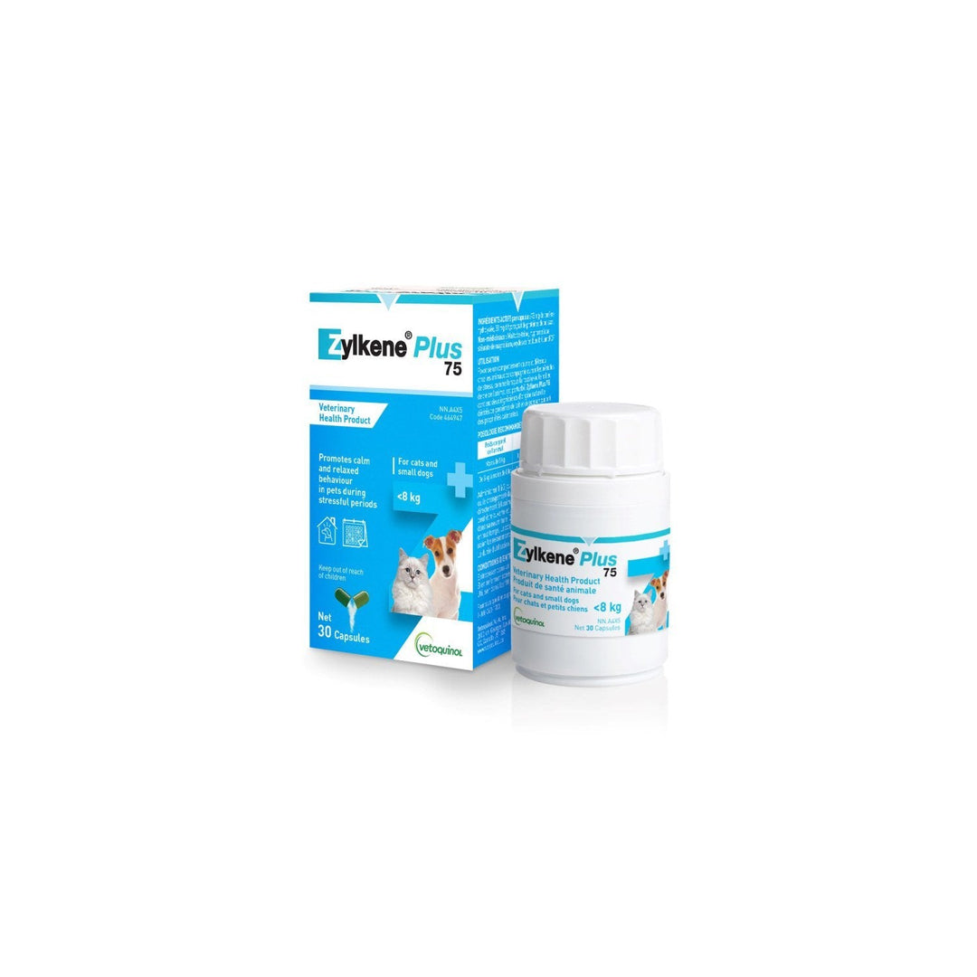 Vetoquinol Zylkene Plus Capsules for Cats and Dogs 75mg - 30 Capsules
