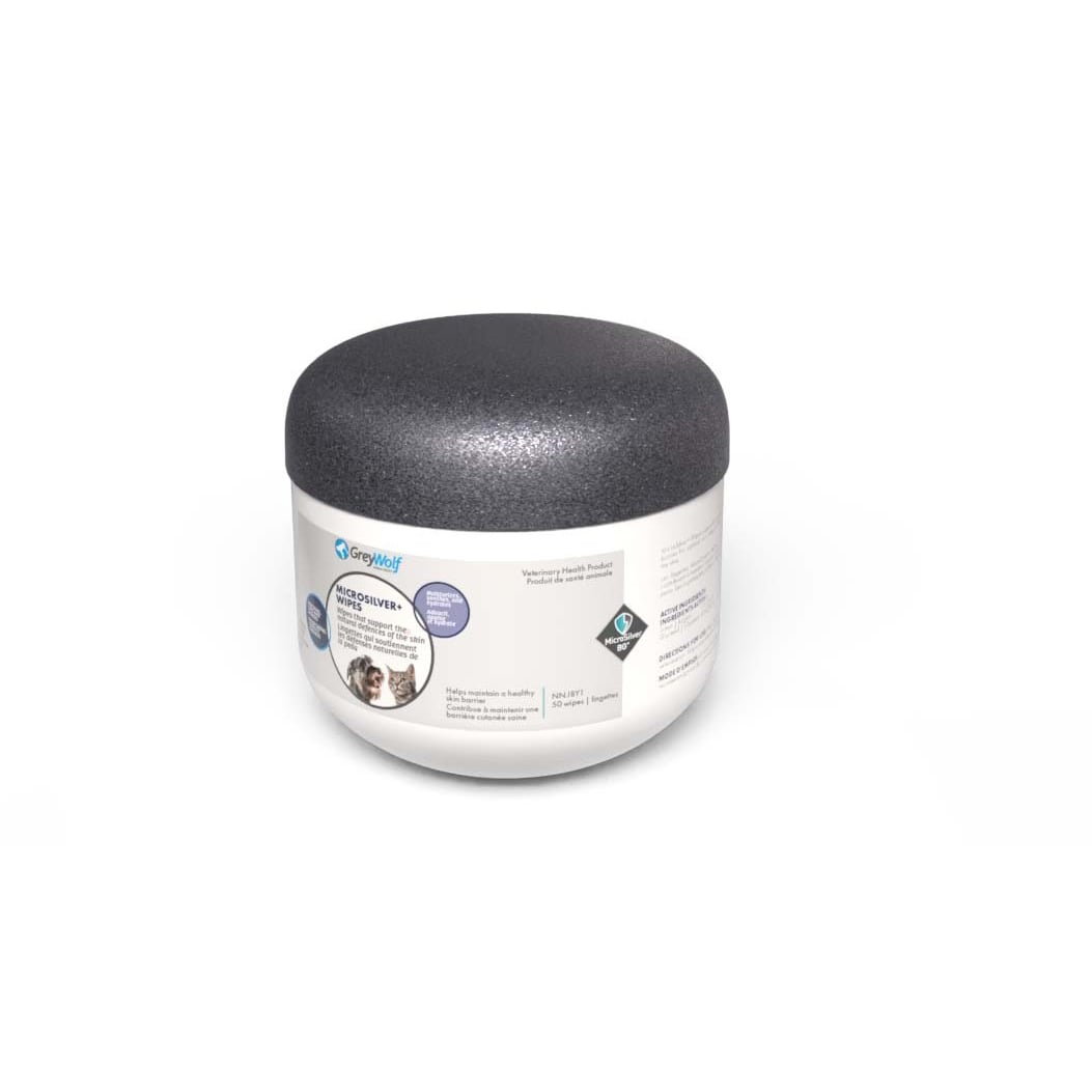 Grey Wolf MicroSilver+ Antimicrobial Wipes for Dogs &amp; Cats, 50 Wipes
