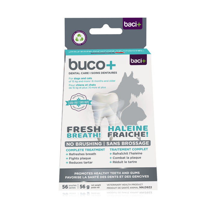Baci+ Buco+ Oral Health Powder for Dogs &amp; Cats Over 15kg - 56 x 1g Sachets