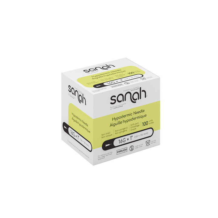 Sanah Hypodermic Needles for Veterinary Use, 100/Box