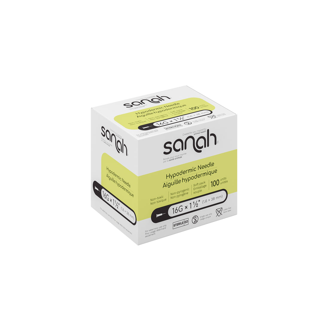 Sanah Hypodermic Needles for Veterinary Use, 100/Box