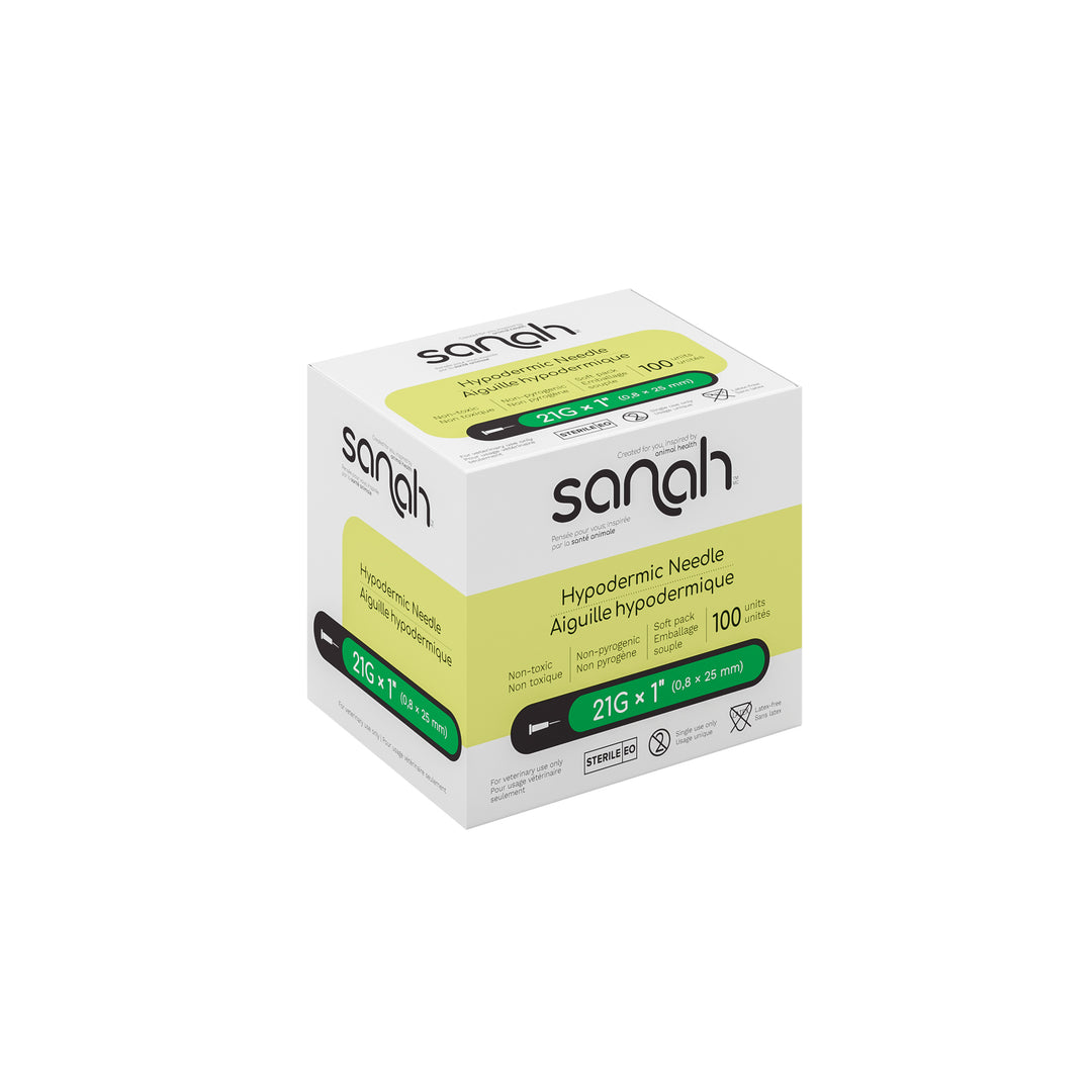 Sanah Hypodermic Needles for Veterinary Use, 100/Box