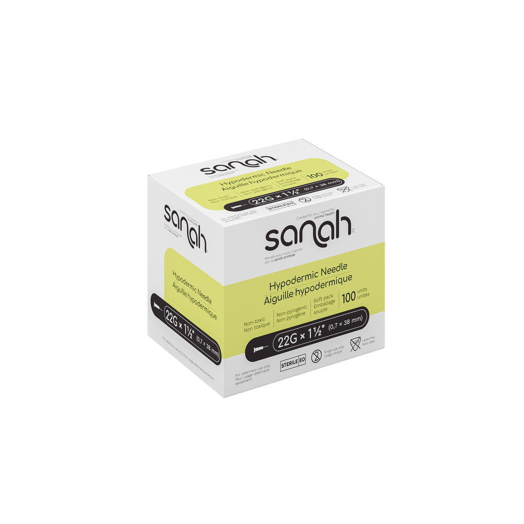 Sanah Hypodermic Needles for Veterinary Use, 100/Box