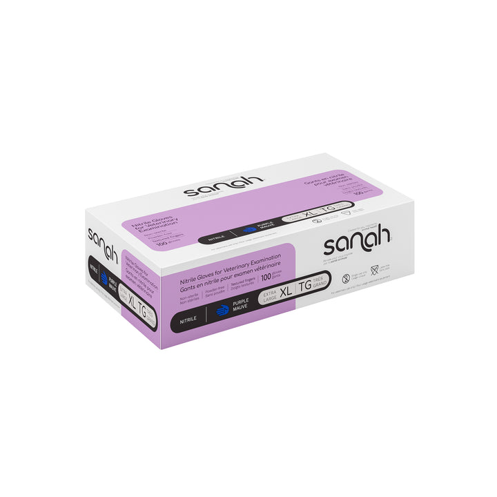 Sanah Purple Nitrile Veterinary Examination Gloves, 4 mil, 100/Box