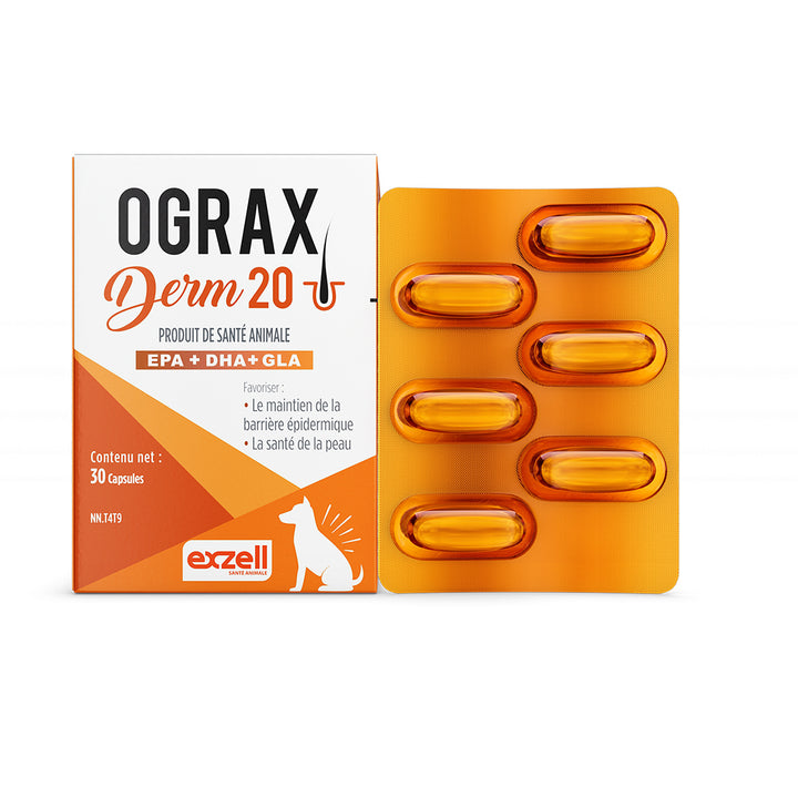Ograx Derm 20 large breed capsules for dogs, 30 caps