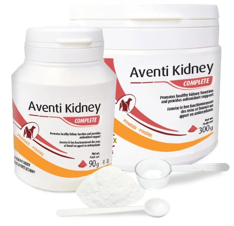 Aventi Kidney Complete powder kidney supplement for dogs and cats with scoop