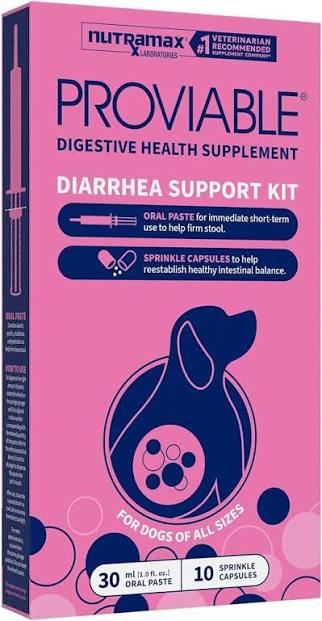 Nutramax Proviable Diarrhea Support Kit for all-size dogs (30 ml oral paste, 10 sprinkle caps)