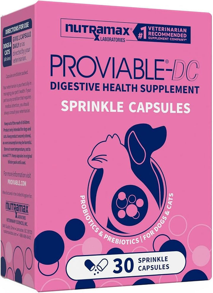 Nutramax Proviable-DC 5 Billion CFU Probiotic Supplement for Dogs &amp; Cats
